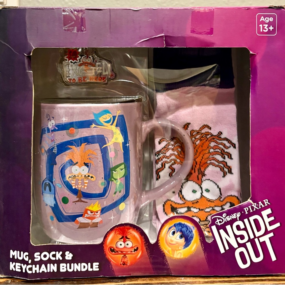 Disney Pixar Inside Out Mug, Sock & Keychain Gift Bundle, BNIB
